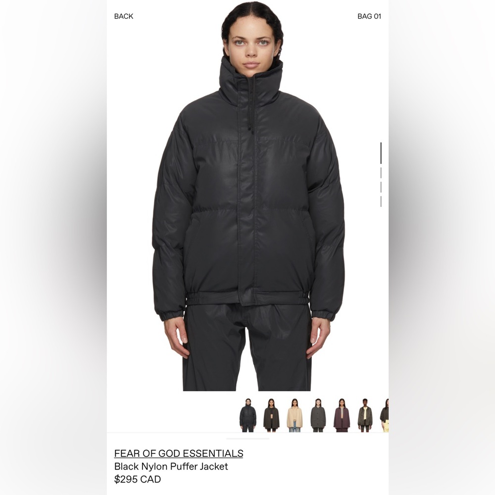 Essentials black nylon puffer jacket (reflective) - Picture 3 of 9